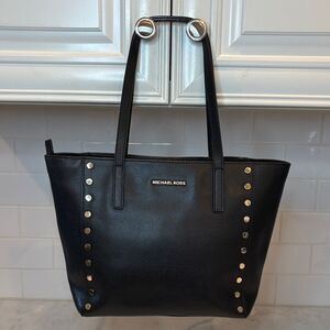Michael Kors Bag Purse Handbag Leather Studded Cross Grain Tote Bag Pocketbook